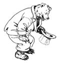 Papa Bear kneeling down, vintage illustration Royalty Free Stock Photo