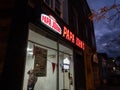 Papa John`s logo in front of their local fast food in Toronto, Ontario. Royalty Free Stock Photo