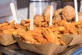 Sweet potato chips, batatas. Asia Street Food Market. Royalty Free Stock Photo