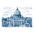 The Papal Basilica. Rome, Italy. Graphic illustration