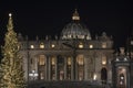 Papal Basilica of Saint Peter in Vatican at Christmas Cathedral of Saint Peter in Rome, Italy Royalty Free Stock Photo