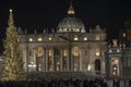 Papal Basilica of Saint Peter in Vatican at Christmas Cathedral of Saint Peter in Rome, Italy Royalty Free Stock Photo