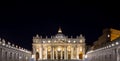Saint Peter Basilica in Vatican City illuminated by night, masterpiece of Michelangelo and Bernini Royalty Free Stock Photo