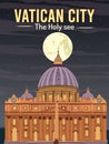 The papal basilica of saint peter Vatican city illustration best for travel poster