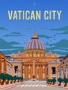 The papal basilica of saint peter Vatican city  illustration best for travel poster Royalty Free Stock Photo