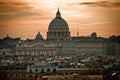 The Papal Basilica of Saint Peter in Vatican dramatic dawn view Royalty Free Stock Photo