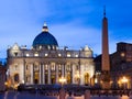 The Papal Basilica of Saint Peter in the Vatican. Night scene. Royalty Free Stock Photo