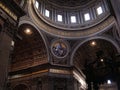 Standing under the dome of St Peters basilica in Rome Italy