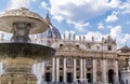 The Papal Basilica of St. Peter in the Vatican with the fountain in the foreground. Royalty Free Stock Photo