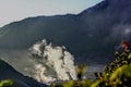 Papandayan crater smoke in the morning