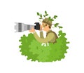 Paparazzi Photographer Spy in Bushes, Freelancer