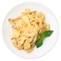 Papardelle with ceps in cream sauce Royalty Free Stock Photo