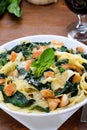 Papardelle with the chicken and with the spinach Royalty Free Stock Photo