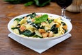 Papardelle with the chicken and with the spinach