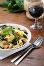 Papardelle with the chicken and with the spinach