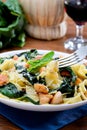 Papardelle with the chicken and with the spinach Royalty Free Stock Photo