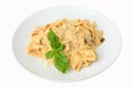 Papardelle with mushrooms in cream sauce