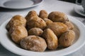 Papas arrugadas - small canarian potatoes with salt on a plate close up Royalty Free Stock Photo