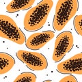 Papaya, colorful seamless pattern