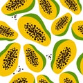 Papaya, colorful seamless pattern