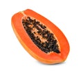 Papaya cut in half with isolate on a white background Royalty Free Stock Photo