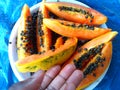 Papaya and cutting steps