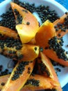 Papaya and cutting steps