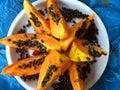 Papaya and cutting steps