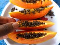 Papaya and cutting steps