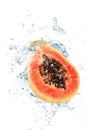 Papaya falling in water Royalty Free Stock Photo