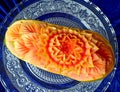 Papaya fruit beautiful creative Thai original carving Royalty Free Stock Photo