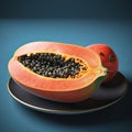 papaya fruit on colorful background , generated by AI