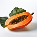 Vibrant Papaya On White Background: Photobashing With Bold Colors Royalty Free Stock Photo