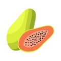 Papaya Fruit Flat Design Vector Illustration Isolated on a white background Royalty Free Stock Photo