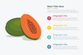 Papaya fruit infographics with some point title description for information template -