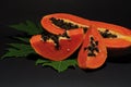 Papaya fruit isolated on black background Royalty Free Stock Photo