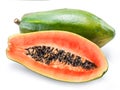 Papaya fruit isolated on a white background.