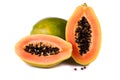 Papaya fruit on white