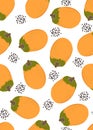 Papaya fruits seamless pattern with seed on white background, Fresh organic food, Tropical fruit vector Royalty Free Stock Photo
