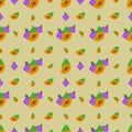 Papaya and Grape Seamless Vector Pattern for Fabric and Textile Design Royalty Free Stock Photo