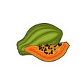 Papaya. Half papaya. Fruit crop. Exotic fruit.