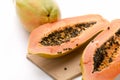 Papaya Halved With A Longitudinal Cut