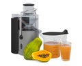 Papaya juice with electric juicer, 3D rendering