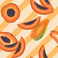 Papaya Party Vector Seamless Pattern Textile Design Royalty Free Stock Photo