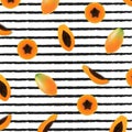 Papaya Poster With Blobs Isolated Paint Background