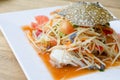 Papaya salad with blue crab Royalty Free Stock Photo