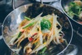 Papaya salad with horse crab. Royalty Free Stock Photo