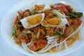 Papaya salad with salted egg,Thai food called "Somtum