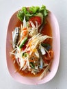 Papaya salad or Somtum with crab, Thai food Royalty Free Stock Photo