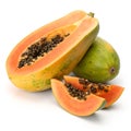 Papaya with Slice Isolated on White Background Royalty Free Stock Photo